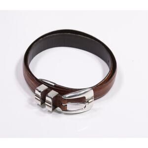 Tulliani Italian Calfskin Leather Western Alligator Crocodile Brown Belt Mens 36